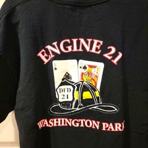 Washington Park Engine 21 Denver Fire Department Vintage  Black Tee Shirt Sz Lg
